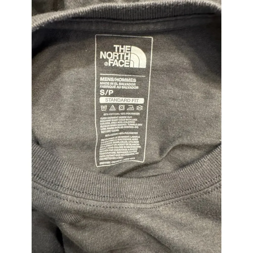 The North Face Mens Small Long Sleeve Graphic Shirt Gray Logo Patch TNF 1966